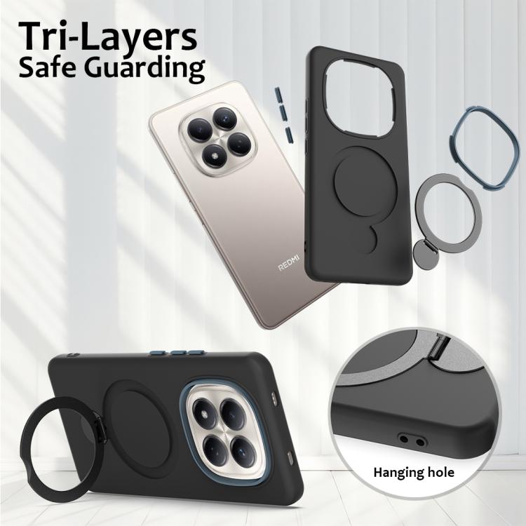 For Redmi Note 15 Pro 4G Global 163.2mm Gen1.5 Pivot Ring Holder TPU Hybrid PC Phone Case