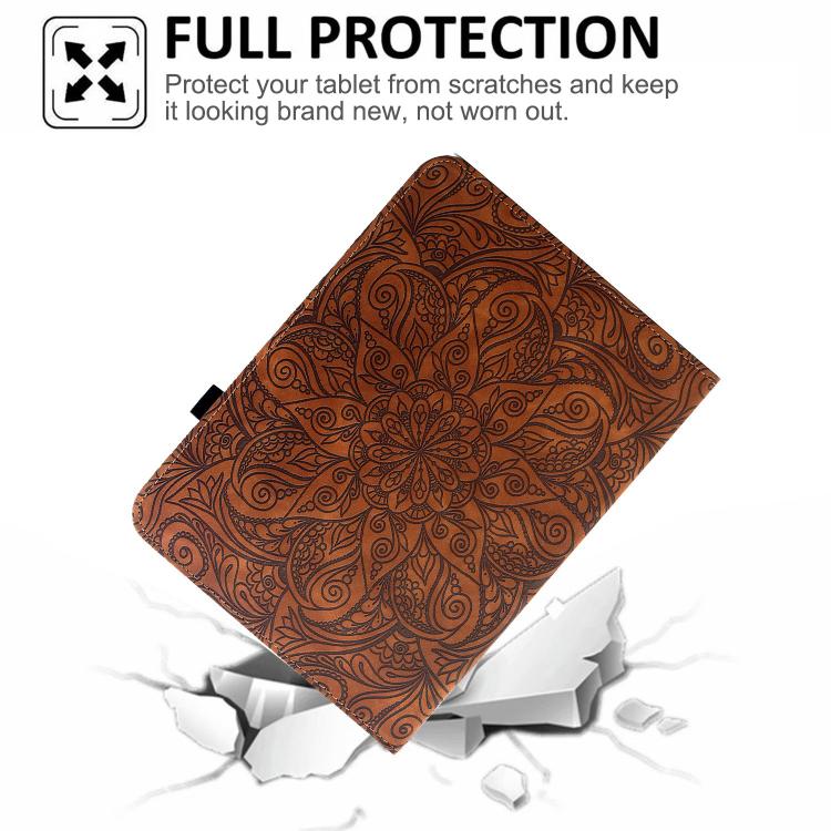 For Samsung Galaxy Tab S10 FE / S9 Rotatable Mandala Embossed Smart Leather Tablet Case