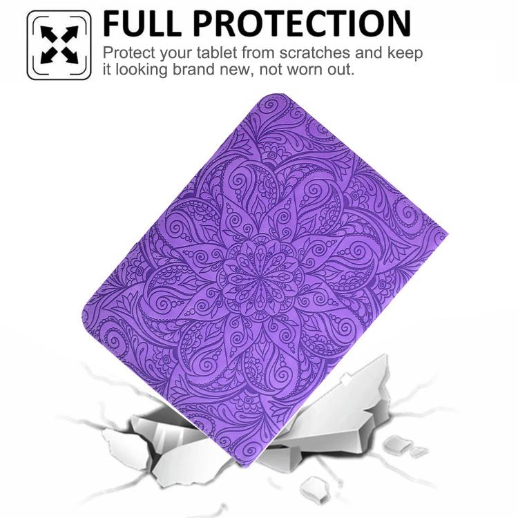 For Samsung Galaxy Tab A7 2020 Rotatable Mandala Embossed Smart Leather Tablet Case