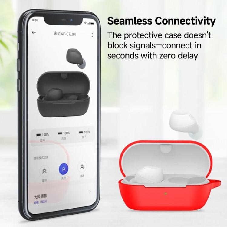 For Sony WF-C710N Solid Color Silicone Earphone Protective Cover with Hook