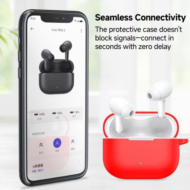 For vivo TWS 5 Solid Color Silicone Earphone Protective Cover with Hook
