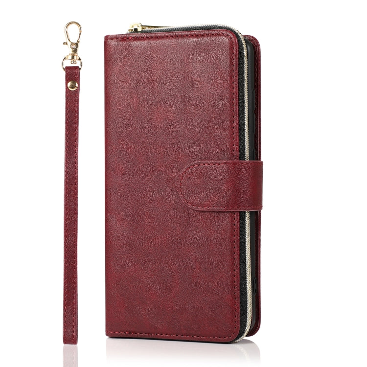 For Samsung Galaxy A51 Zipper Wallet Bag Horizontal Flip PU Leather Case with Holder & 9 Card Slots & Wallet & Lanyard & Photo Frame