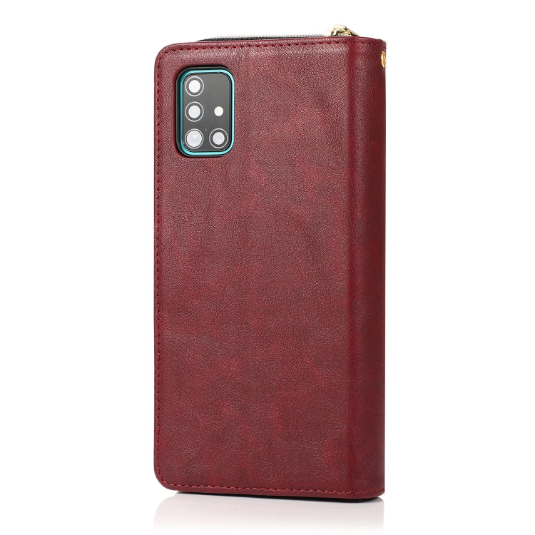 For Samsung Galaxy A51 Zipper Wallet Bag Horizontal Flip PU Leather Case with Holder & 9 Card Slots & Wallet & Lanyard & Photo Frame