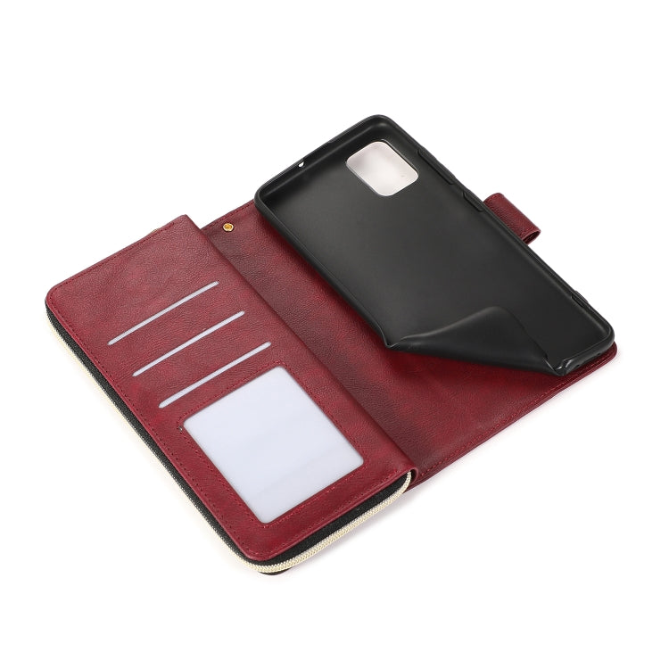 For Samsung Galaxy A51 Zipper Wallet Bag Horizontal Flip PU Leather Case with Holder & 9 Card Slots & Wallet & Lanyard & Photo Frame