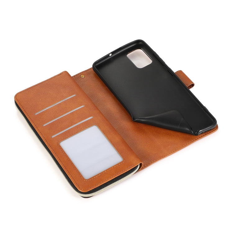 For Samsung Galaxy A51 Zipper Wallet Bag Horizontal Flip PU Leather Case with Holder & 9 Card Slots & Wallet & Lanyard & Photo Frame