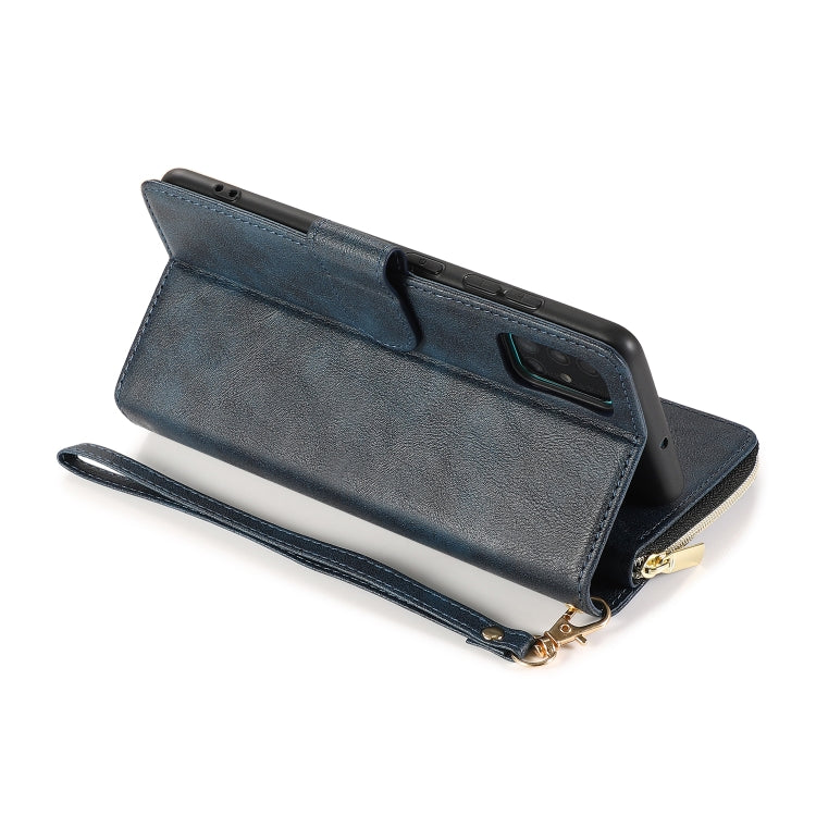 For Samsung Galaxy A51 Zipper Wallet Bag Horizontal Flip PU Leather Case with Holder & 9 Card Slots & Wallet & Lanyard & Photo Frame