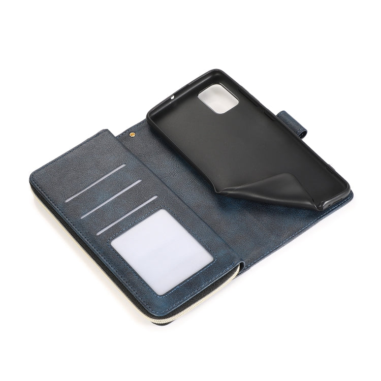 For Samsung Galaxy A51 Zipper Wallet Bag Horizontal Flip PU Leather Case with Holder & 9 Card Slots & Wallet & Lanyard & Photo Frame