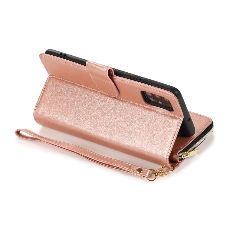 For Samsung Galaxy A51 Zipper Wallet Bag Horizontal Flip PU Leather Case with Holder & 9 Card Slots & Wallet & Lanyard & Photo Frame