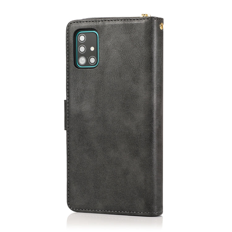 For Samsung Galaxy A51 Zipper Wallet Bag Horizontal Flip PU Leather Case with Holder & 9 Card Slots & Wallet & Lanyard & Photo Frame
