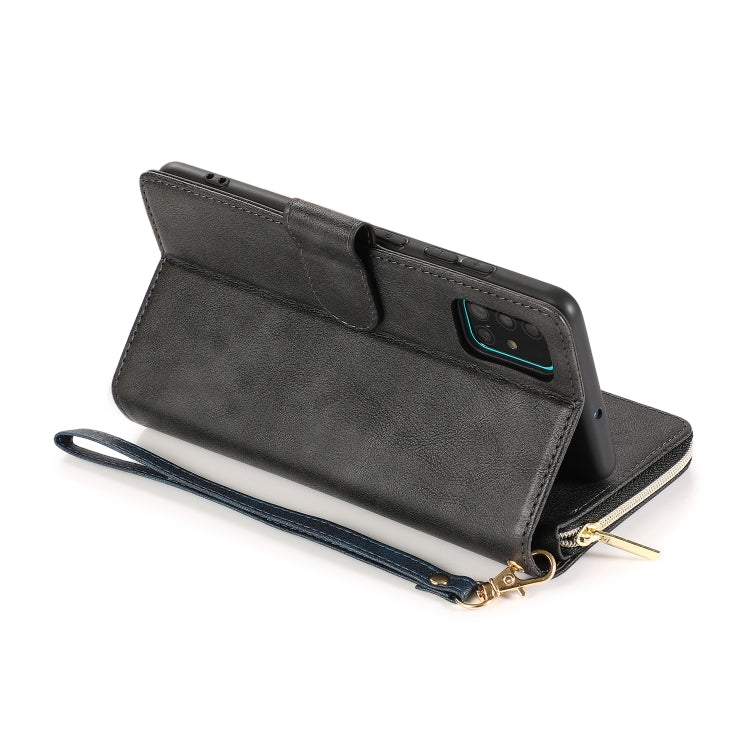 For Samsung Galaxy A51 Zipper Wallet Bag Horizontal Flip PU Leather Case with Holder & 9 Card Slots & Wallet & Lanyard & Photo Frame