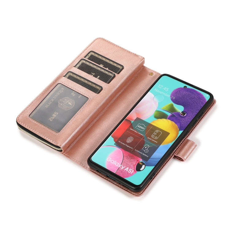 For Samsung Galaxy A51 5G Zipper Wallet Bag Horizontal Flip PU Leather Case with Holder & 9 Card Slots & Wallet & Lanyard & Photo Frame