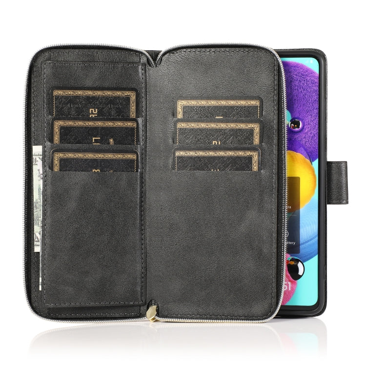 For Samsung Galaxy A51 5G Zipper Wallet Bag Horizontal Flip PU Leather Case with Holder & 9 Card Slots & Wallet & Lanyard & Photo Frame