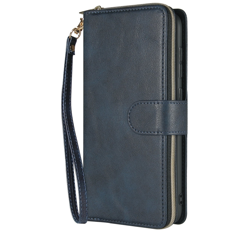 For Samsung Galaxy A70 Zipper Wallet Bag Horizontal Flip PU Leather Case with Holder & 9 Card Slots & Wallet & Lanyard & Photo Frame