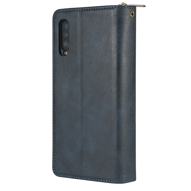 For Samsung Galaxy A70 Zipper Wallet Bag Horizontal Flip PU Leather Case with Holder & 9 Card Slots & Wallet & Lanyard & Photo Frame