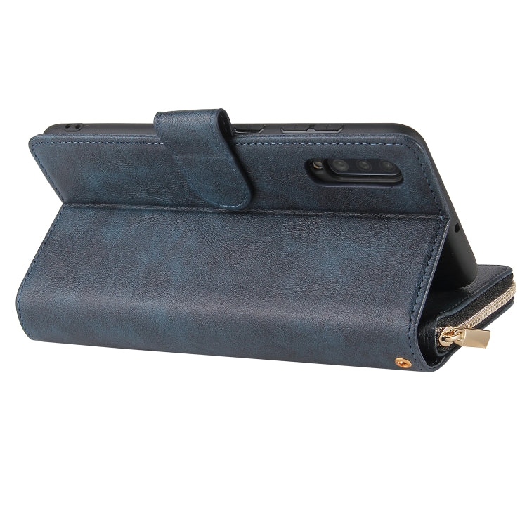 For Samsung Galaxy A70 Zipper Wallet Bag Horizontal Flip PU Leather Case with Holder & 9 Card Slots & Wallet & Lanyard & Photo Frame