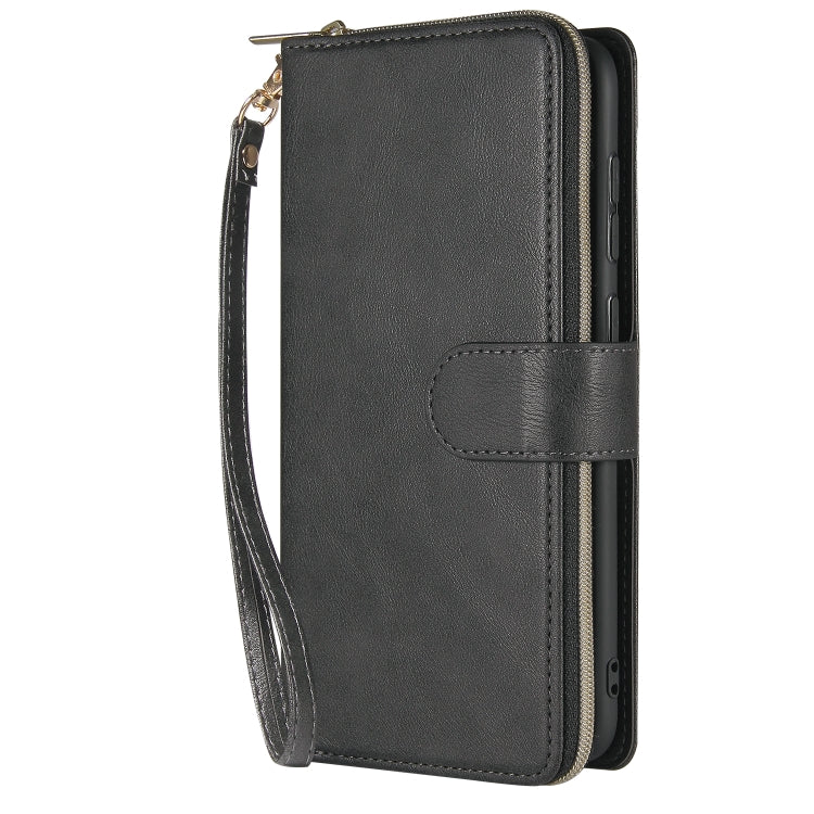 For Samsung Galaxy A70 Zipper Wallet Bag Horizontal Flip PU Leather Case with Holder & 9 Card Slots & Wallet & Lanyard & Photo Frame