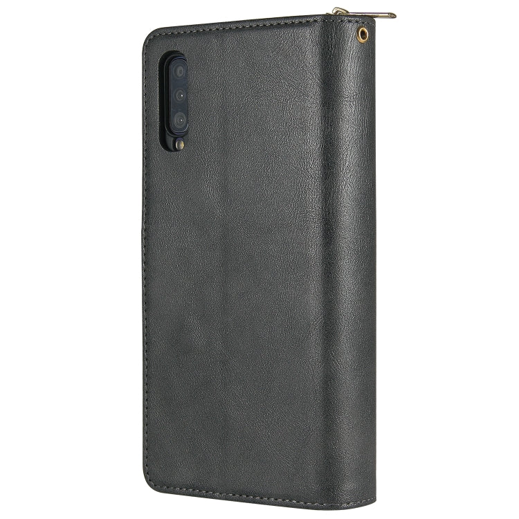 For Samsung Galaxy A70 Zipper Wallet Bag Horizontal Flip PU Leather Case with Holder & 9 Card Slots & Wallet & Lanyard & Photo Frame