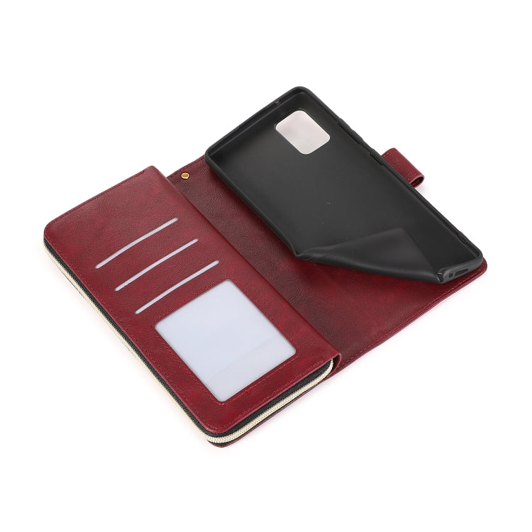 For Samsung Galaxy A71 Zipper Wallet Bag Horizontal Flip PU Leather Case with Holder & 9 Card Slots & Wallet & Lanyard & Photo Frame