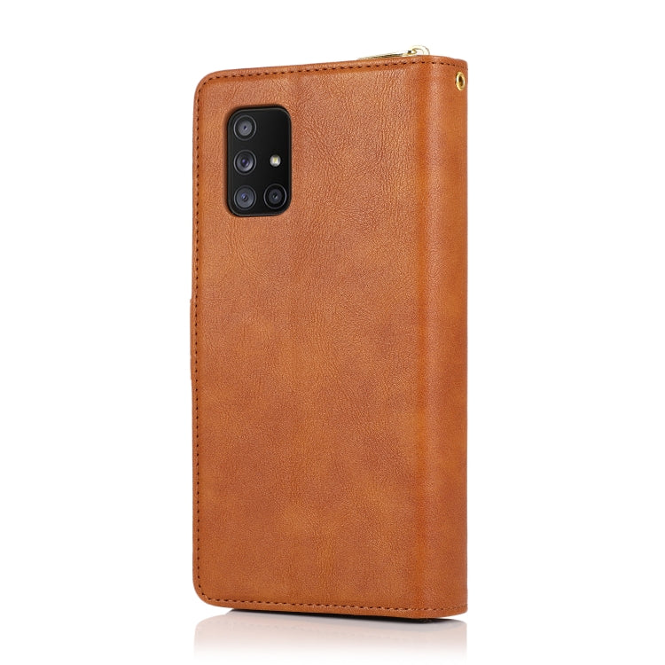 For Samsung Galaxy A71 Zipper Wallet Bag Horizontal Flip PU Leather Case with Holder & 9 Card Slots & Wallet & Lanyard & Photo Frame