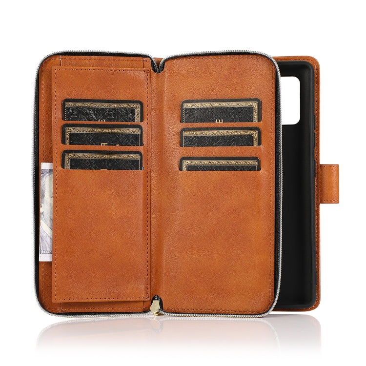 For Samsung Galaxy A71 Zipper Wallet Bag Horizontal Flip PU Leather Case with Holder & 9 Card Slots & Wallet & Lanyard & Photo Frame