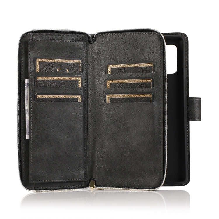 For Samsung Galaxy A71 Zipper Wallet Bag Horizontal Flip PU Leather Case with Holder & 9 Card Slots & Wallet & Lanyard & Photo Frame