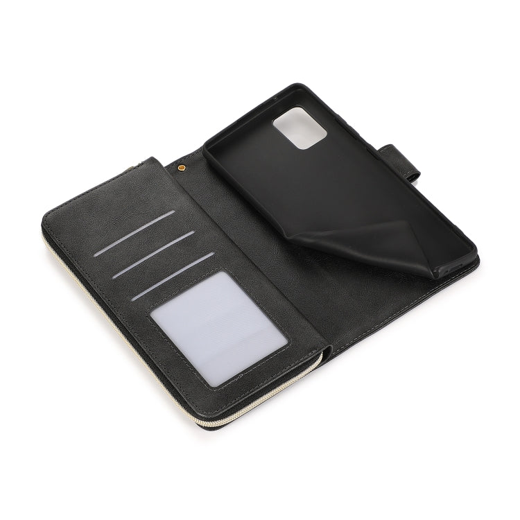 For Samsung Galaxy A71 Zipper Wallet Bag Horizontal Flip PU Leather Case with Holder & 9 Card Slots & Wallet & Lanyard & Photo Frame