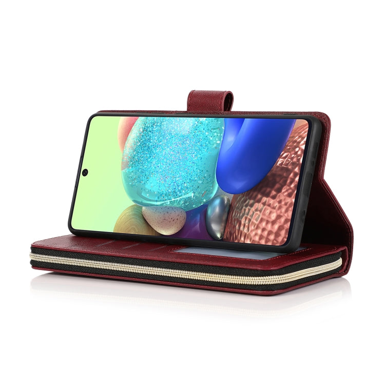 For Samsung Galaxy A71 5G Zipper Wallet Bag Horizontal Flip PU Leather Case with Holder & 9 Card Slots & Wallet & Lanyard & Photo Frame