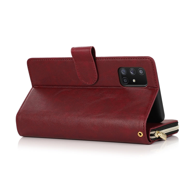 For Samsung Galaxy A71 5G Zipper Wallet Bag Horizontal Flip PU Leather Case with Holder & 9 Card Slots & Wallet & Lanyard & Photo Frame