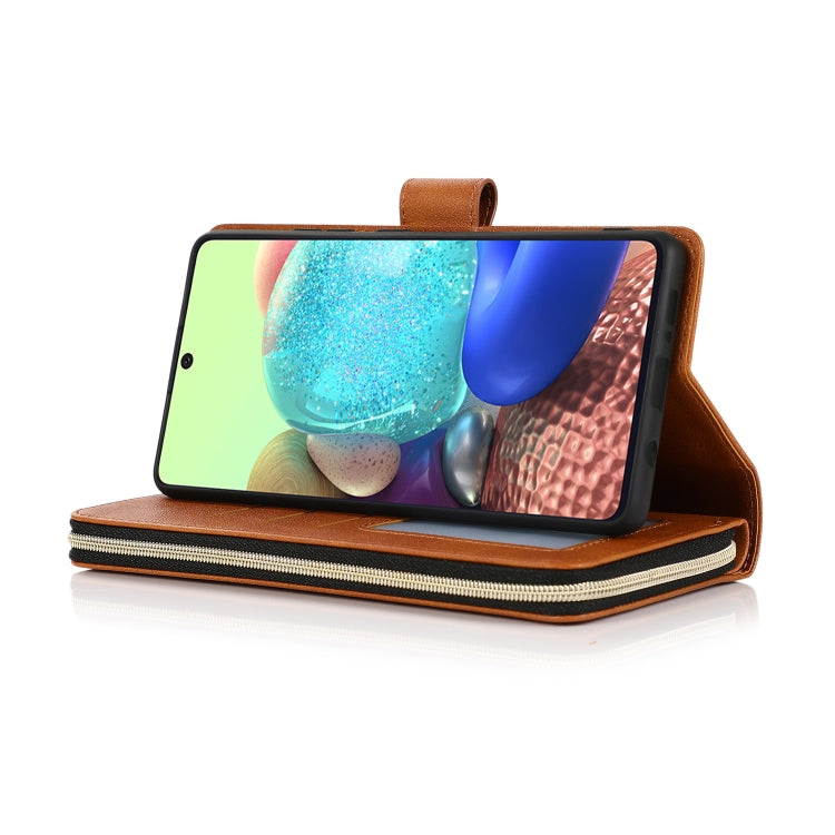 For Samsung Galaxy A71 5G Zipper Wallet Bag Horizontal Flip PU Leather Case with Holder & 9 Card Slots & Wallet & Lanyard & Photo Frame