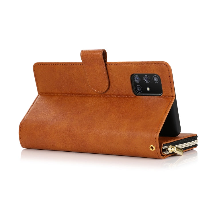 For Samsung Galaxy A71 5G Zipper Wallet Bag Horizontal Flip PU Leather Case with Holder & 9 Card Slots & Wallet & Lanyard & Photo Frame