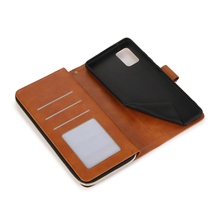 For Samsung Galaxy A71 5G Zipper Wallet Bag Horizontal Flip PU Leather Case with Holder & 9 Card Slots & Wallet & Lanyard & Photo Frame