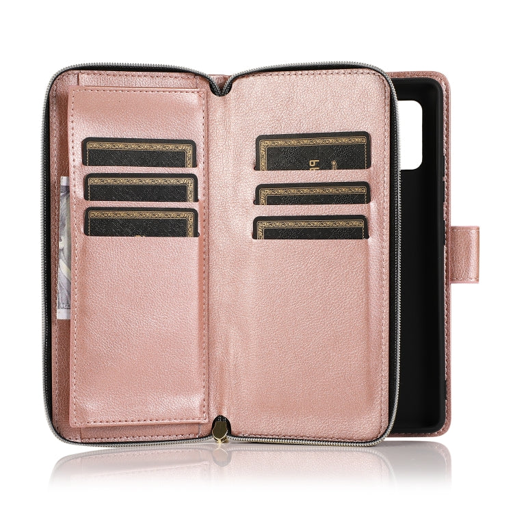 For Samsung Galaxy A71 5G Zipper Wallet Bag Horizontal Flip PU Leather Case with Holder & 9 Card Slots & Wallet & Lanyard & Photo Frame