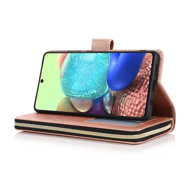 For Samsung Galaxy A71 5G Zipper Wallet Bag Horizontal Flip PU Leather Case with Holder & 9 Card Slots & Wallet & Lanyard & Photo Frame