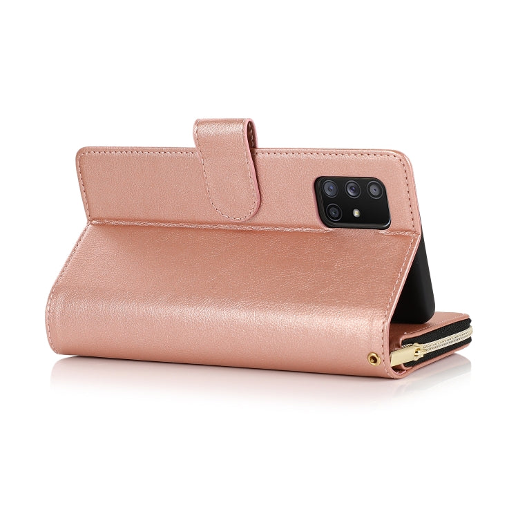 For Samsung Galaxy A71 5G Zipper Wallet Bag Horizontal Flip PU Leather Case with Holder & 9 Card Slots & Wallet & Lanyard & Photo Frame