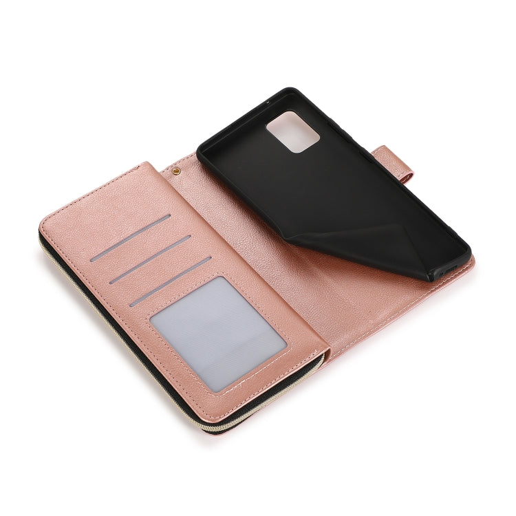 For Samsung Galaxy A71 5G Zipper Wallet Bag Horizontal Flip PU Leather Case with Holder & 9 Card Slots & Wallet & Lanyard & Photo Frame
