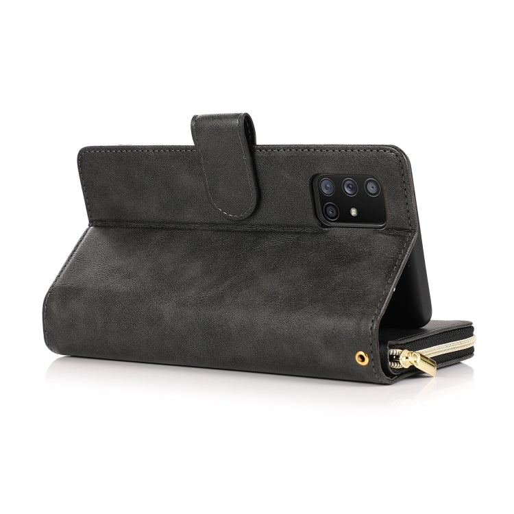 For Samsung Galaxy A71 5G Zipper Wallet Bag Horizontal Flip PU Leather Case with Holder & 9 Card Slots & Wallet & Lanyard & Photo Frame