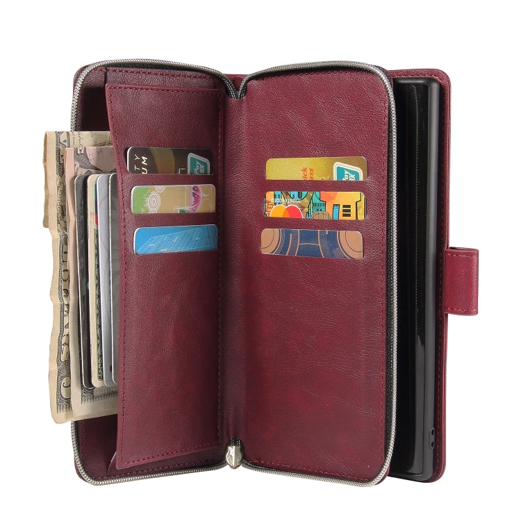 For Samsung Galaxy Note10+ Zipper Wallet Bag Horizontal Flip PU Leather Case with Holder & 9 Card Slots & Wallet & Lanyard & Photo Frame