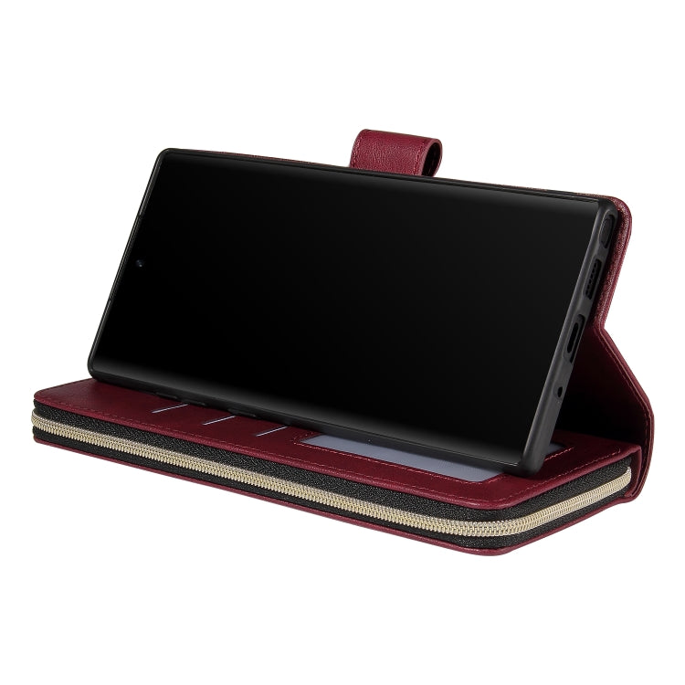 For Samsung Galaxy Note10+ Zipper Wallet Bag Horizontal Flip PU Leather Case with Holder & 9 Card Slots & Wallet & Lanyard & Photo Frame