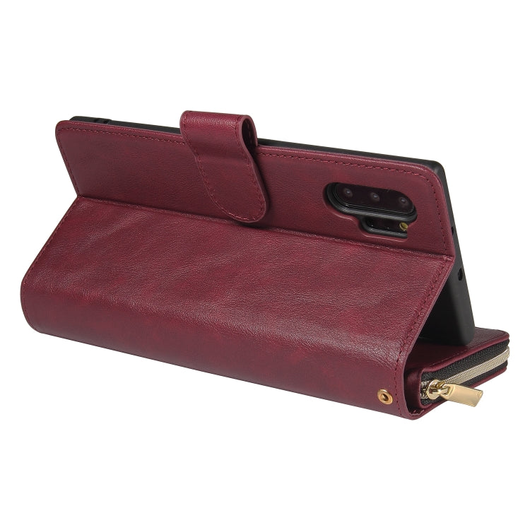 For Samsung Galaxy Note10+ Zipper Wallet Bag Horizontal Flip PU Leather Case with Holder & 9 Card Slots & Wallet & Lanyard & Photo Frame