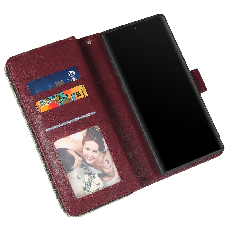 For Samsung Galaxy Note10+ Zipper Wallet Bag Horizontal Flip PU Leather Case with Holder & 9 Card Slots & Wallet & Lanyard & Photo Frame