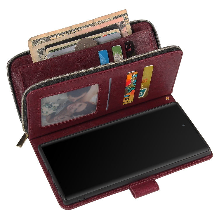 For Samsung Galaxy Note10+ Zipper Wallet Bag Horizontal Flip PU Leather Case with Holder & 9 Card Slots & Wallet & Lanyard & Photo Frame