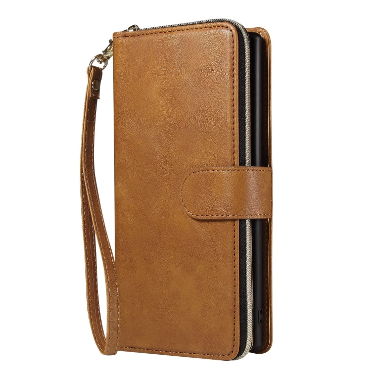 For Samsung Galaxy Note10+ Zipper Wallet Bag Horizontal Flip PU Leather Case with Holder & 9 Card Slots & Wallet & Lanyard & Photo Frame