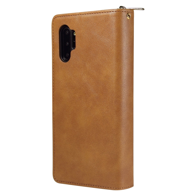 For Samsung Galaxy Note10+ Zipper Wallet Bag Horizontal Flip PU Leather Case with Holder & 9 Card Slots & Wallet & Lanyard & Photo Frame