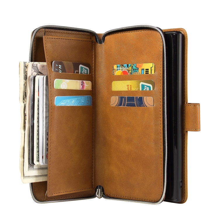 For Samsung Galaxy Note10+ Zipper Wallet Bag Horizontal Flip PU Leather Case with Holder & 9 Card Slots & Wallet & Lanyard & Photo Frame
