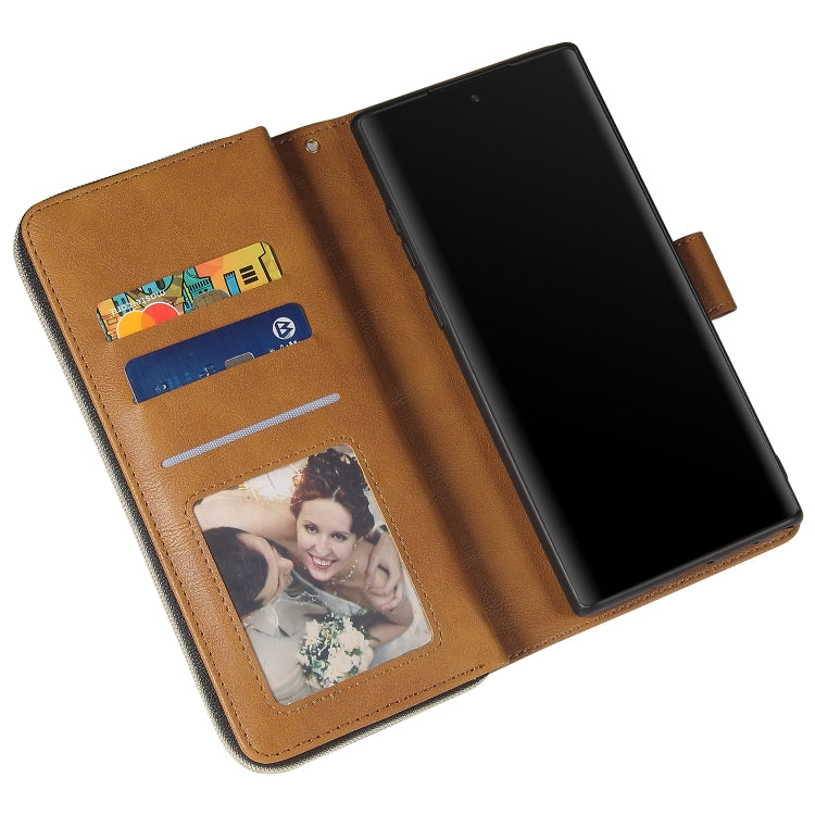 For Samsung Galaxy Note10+ Zipper Wallet Bag Horizontal Flip PU Leather Case with Holder & 9 Card Slots & Wallet & Lanyard & Photo Frame