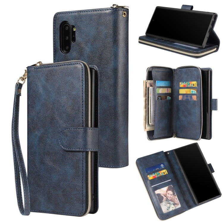 For Samsung Galaxy Note10+ Zipper Wallet Bag Horizontal Flip PU Leather Case with Holder & 9 Card Slots & Wallet & Lanyard & Photo Frame