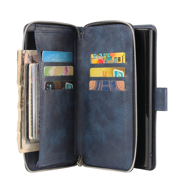 For Samsung Galaxy Note10+ Zipper Wallet Bag Horizontal Flip PU Leather Case with Holder & 9 Card Slots & Wallet & Lanyard & Photo Frame