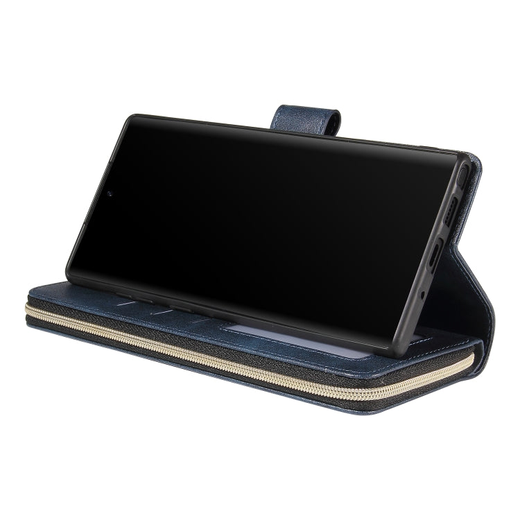 For Samsung Galaxy Note10+ Zipper Wallet Bag Horizontal Flip PU Leather Case with Holder & 9 Card Slots & Wallet & Lanyard & Photo Frame