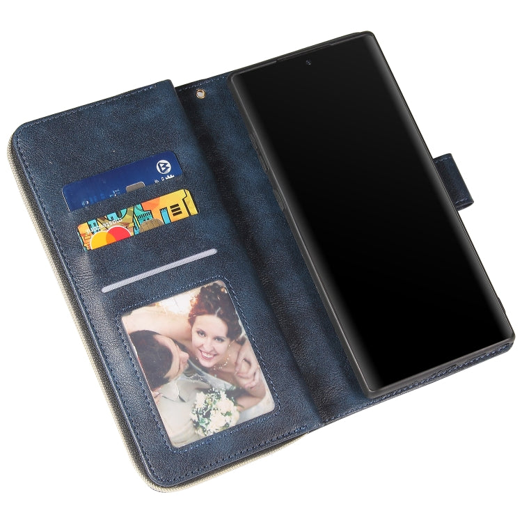 For Samsung Galaxy Note10+ Zipper Wallet Bag Horizontal Flip PU Leather Case with Holder & 9 Card Slots & Wallet & Lanyard & Photo Frame
