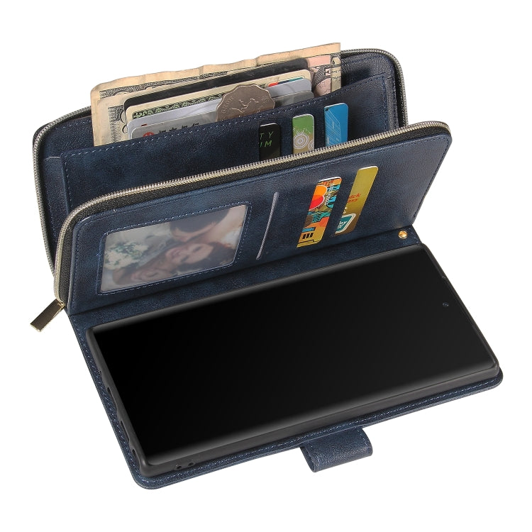 For Samsung Galaxy Note10+ Zipper Wallet Bag Horizontal Flip PU Leather Case with Holder & 9 Card Slots & Wallet & Lanyard & Photo Frame